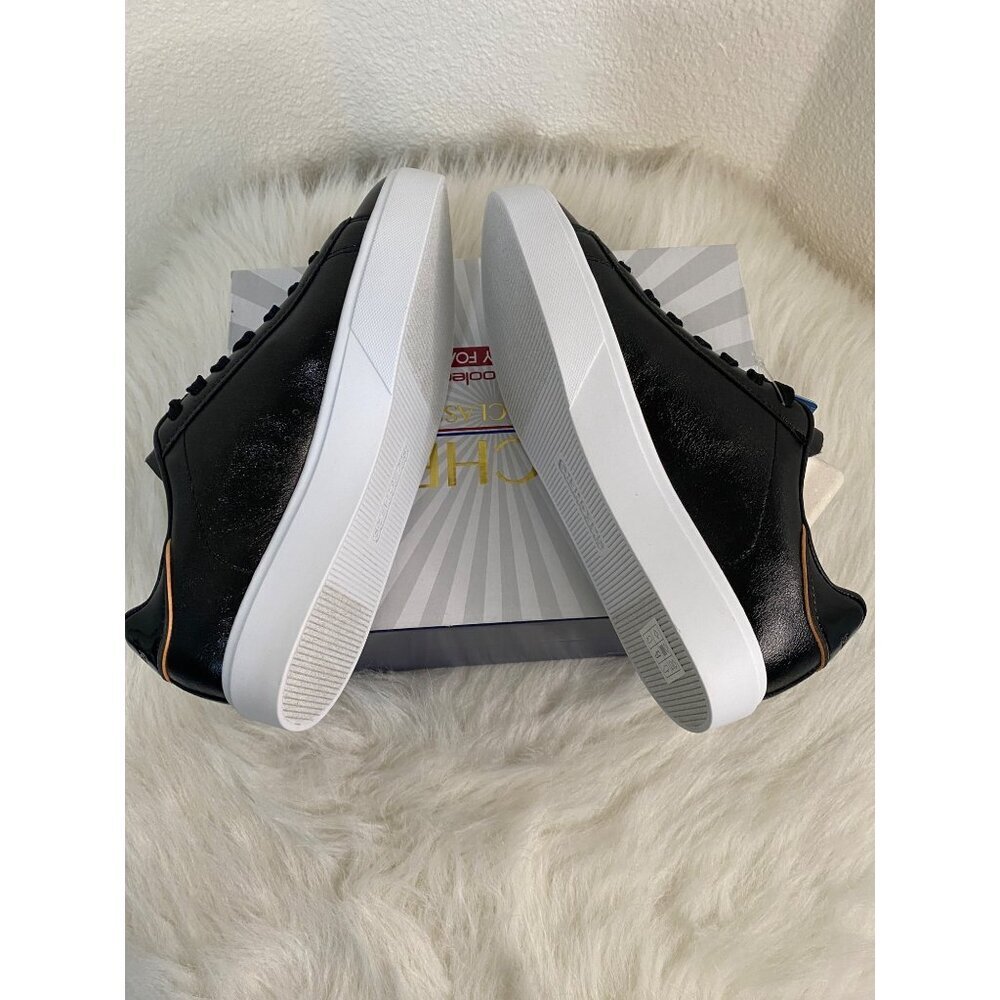 Skechers Classic Court Black Gold Duraleather Sneakers Machine Washable 7.5 - Picture 4 of 9